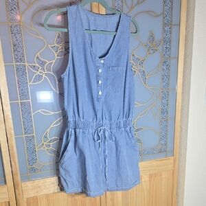 Sleeveless Blue Denim Romper box L